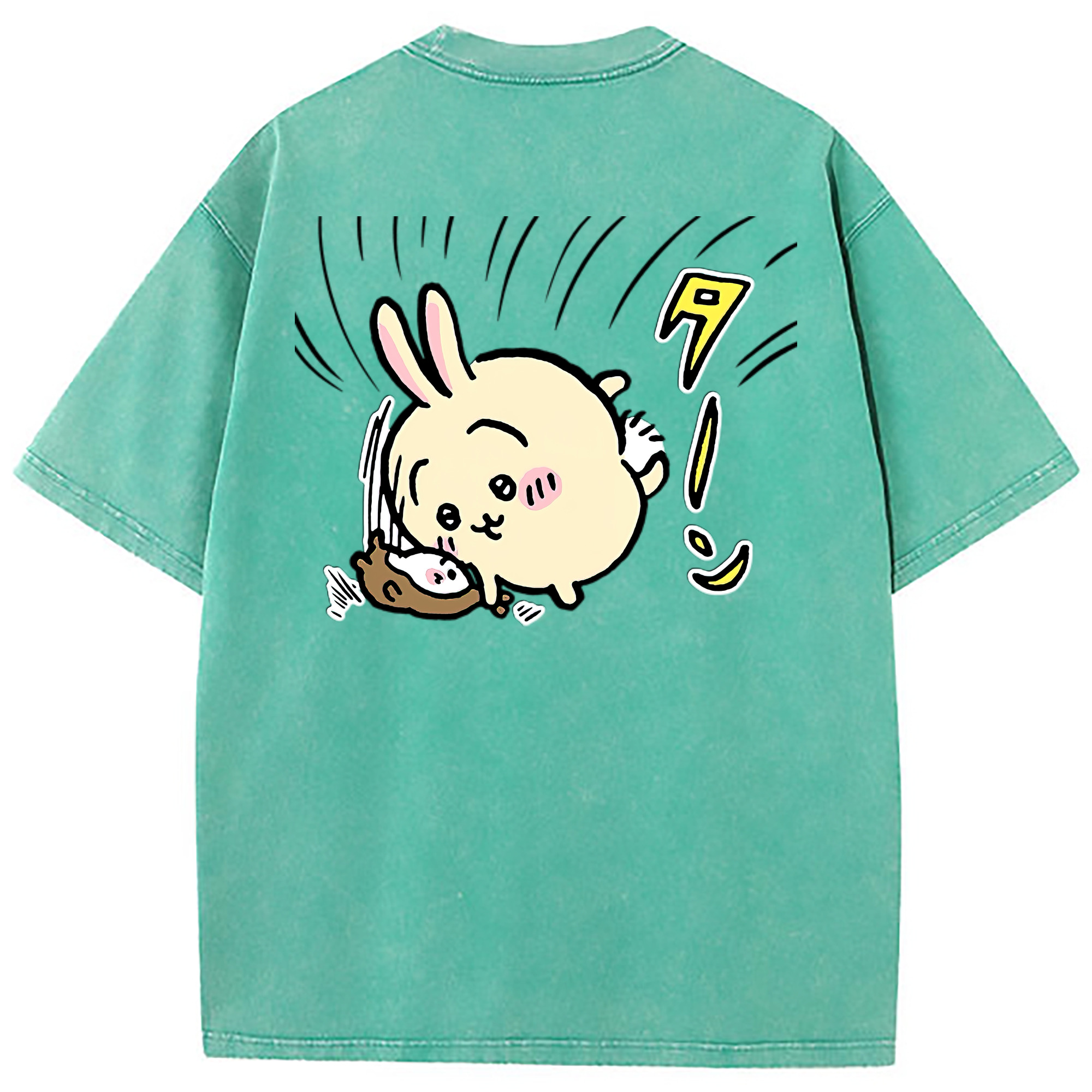 （画像用） ちいかわ うさぎ Chii-kawa usagi 綿100% ヴィンテージ風 半袖Tシャツ（背面プリント）